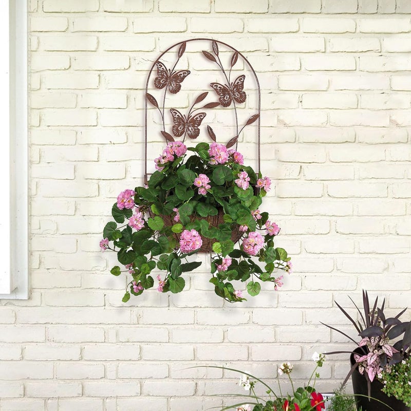 BAYN 2PK Wall Hanging Planter Decor Art with Butterfly, Metal Wall Mounted Planters Indoor Outdoor Wall Planter for Succulent Herb Home Garden Yard - Image 5